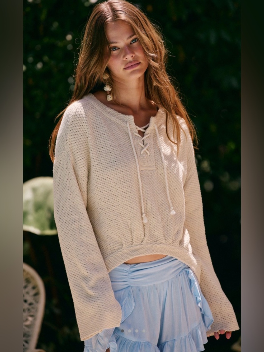 NWT Free People S Sunburst ☀️ Fauxchet Pullover Sweater in Summer Sand New - Picture 2 of 8